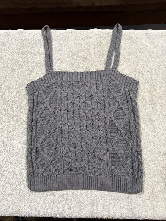 Anthropologie Tops - Anthropologie Gray Cable Knit Camisole Tank